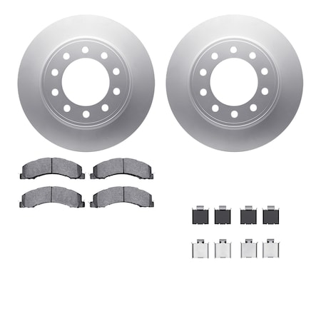 4212-40145, Geospec Rotors With Heavy Duty Brake Pads Includes Hardware,  Silver